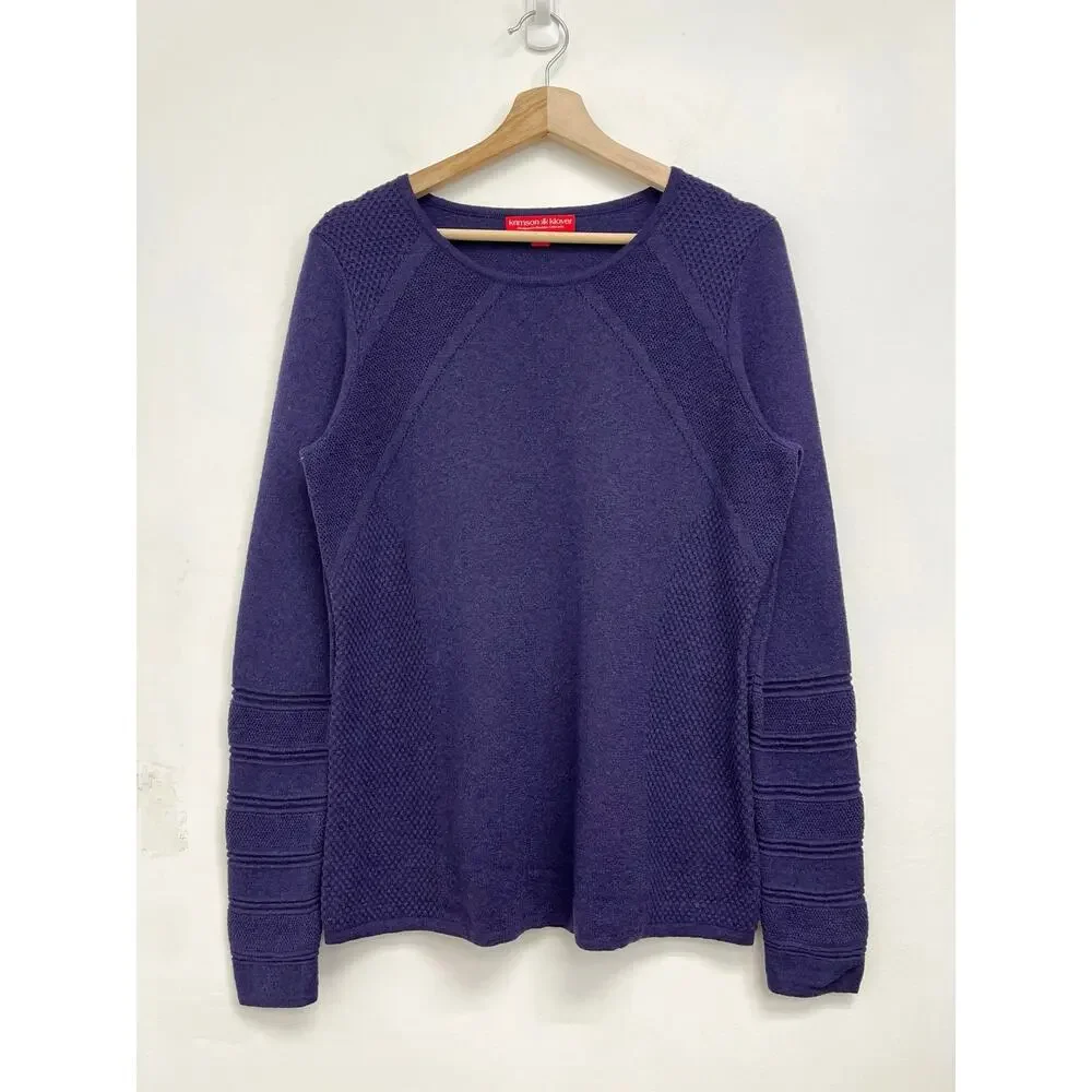 Krimson Klover Wool Blend Textured Knit Ski Outdoors Hiking Sweater HOLE Medium